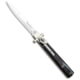 A.G.A. Campolin 9 Dominus Automatic Folding Knife, 4.00in, Stainless Steel, Bayonet Blade, Horn, Black Handle, Black/Gray, 9.00 inch, BHQ-97993