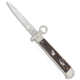 A.G.A. Campolin 9 Francese Ring Pull Automatic Folding Knife, 3.75in, Stainless Steel, Dagger Blade, Stag Horn, Brown Handle, Brown/Steel, 8.50 inch, BHQ-50772