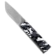 A.G.A. Campolin Dragonfly Gravity Folding Knife, 3.00in, 440C, Clip Point Blade, Steel, Camo/White Handle, Camo/White/Gray, 6.875 inch, BHQ-202258