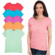 Agiato Womens Short Sleeve Cotton V Neck T Shirt, 6pk Large, Hemlock, Radiant Orchid, Scuba Blue, Strawberry Ice, Tangerine, Tomato 6Pk.AG.TVCT.W.A.VrCo.000L
