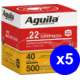 Aguila Ammunition .22LR 40 Grain Plated Lead Round Nose, Brass Case, Ammo, 2500 Rounds
