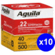 Aguila Ammunition .22LR 40 Grain Plated Lead Round Nose, Brass Case, Ammo, 5000 Rounds