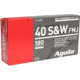 Aguila Ammunition .40 S&amp;W 180 Grain ull Metal Jacket Flat Nose, Brass Case, Pistol Ammo, 50-Rounds, 1E402110