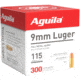 Aguila Ammunition 9mm Luger 115 Grain Full Metal Jacket, Brass Case, Pistol Ammo, 300 Rounds, 1E097700