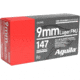 Aguila Ammunition 9mm Luger 147 Grain Full Metal Jacket Flat Point, Brass Case, Pistol Ammo, 50 Rounds, 1E097719