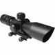 AIM Sports Inc 2.5-10X40 Dual Illuminated Rifle Scope w/ Cut Sunshade, Black, Medium, Cut Sunshade/Mil-Dot JTSDM251040G-N
