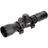 AIM Sports Inc 4X32mm Compact Rifle Scope w/ Rings, Mil-Dot Reticle