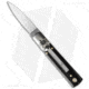 AKC Classic 6 Automatic Folding Knife, 2.50in, Stainless Steel, Dagger Blade, Dark Horn, Black Handle, Black/Steel, 6.00 inch, BHQ-50811