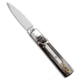 AKC Classic 6 Automatic Folding Knife, 2.25in, Stainless Steel, Spear Point Blade, Horn, Brown Handle, Brown/Gray, 6.00 inch, BHQ-50889