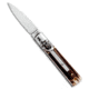 AKC Classic 6 Automatic Folding Knife, 2.25in, Stainless Steel, Dagger Blade, Stag, Brown Handle, Brown/Gray, 6.00 inch, BHQ-50855