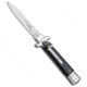 AKC Leverletto 7.5 Italian Automatic Folding Knife, 3.25in, Stainless Steel, Spear Point Blade, Wood, Black Handle, Satin, Black/Steel, 7.75 inch, BHQ-80744