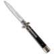 AKC Leverletto 9 Italian Automatic Folding Knife, 4.00in, Stainless Steel, Spear Point Blade, Dark Horn, Black Handle, Satin Flat, Black/Steel, 9.00 inch, BHQ-50876