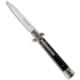 AKC Leverletto 9 Italian Automatic Folding Knife, 4.00in, Stainless Steel, Spear Point Blade, Dark Horn, Black Handle, Satin Flat, Black/Steel, 9.00 inch, BHQ-50876