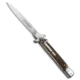AKC Leverletto 9 Italian Automatic Folding Knife, 4.00in, Stainless Steel, Spear Point Blade, Stag, Brown Handle, Satin Flat, Brown/Steel, 9.00 inch, BHQ-50866