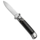 AKC Shot Puller 8 Italian Automatic Folding Knife, 3.125in, Stainless Steel, Dagger Blade, Ebony, Black Handle, Wood, Black/Steel, 7.875 inch, BHQ-68904
