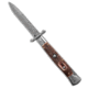 AKC Stiletto Swinguard Automatic Folding Knife, 3.875in, Damascus, Bayonet Blade, Horn, Brown Handle, Brown/Black, 9.00 inch, BHQ-189377