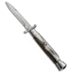 AKC Swinguard 9 Italian Stiletto Automatic Folding Knife, 3.875in, Stainless Steel, Bayonet Blade, Horn, Black/Tan Handle, Black/Tan/Steel, 9.00 inch, BHQ-50905