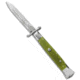 AKC Swinguard 9 Italian Stiletto Automatic Folding Knife, 4.00in, Stainless Steel, Dagger Blade, Acrylic, Green Handle, Pearlex, Green/Steel, 9.00 inch, BHQ-50904