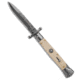 AKC Swinguard 9 Italian Stiletto Automatic Folding Knife, 4.00in, Stainless Steel, Bayonet Blade, Acrylic, White Handle, Sim Ivory, White/Black, 8.95 inch, BHQ-180887