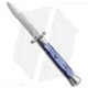 AKC Swinguard 9 Italian Stiletto Automatic Folding Knife, 4.00in, Stainless Steel, Bayonet Blade, Acrylic, Blue Handle, Pearlex, Blue/Steel, 9.00 inch, BHQ-50884