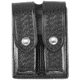 Aker Leather Model 510 Double Magazine Pouch, Medium, 9mm Luger, Brass Snap, Double Stack, Basketweave, Black, A510-BW-2-BR