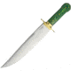 American Hunter Bowie Fixed Blade Knife, 16in Overall, 10.75in Satin SS Clip Point Blade, Green Pakkawood Handle, Brass Guard And Pommel, Brown Leather Belt Sheath, Green, AH012 / 1015