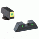 Ameriglo CAP LE Tritium Sight Set Glock 42/43 Green Front With Luminescent Green Square Outline Green Rear Horizontal Line