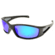 Angler Eyes Wahoo Sunglasses, Shiny Black Frame, Smoke Polarized with Blue Mirror Flash Lens, Polarized, 10225846.FGX