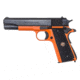 Auto Ordnance 1911A1-Hunter-Orange Pistol, .45 ACP, 5in barrel, orange Cerakote steel frame, checkered rubber w/medallion grip, recoil operated semi-automatic, fixed combat, 7 round magazine, AO-1911A1 HO-45-5-1-FRRMPG
