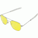 AO Original Pilot Sunglasses, Bayonet, Silver Frame, Yellow Lens, 57mm, 30254