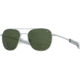 AO Original Pilot Sunglasses, Matte Silver Frame, 52 mm Calobar Green AOLite Nylon Lenses, Bayonet Temple, Polarized, 738921550136
