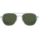 AO Original Pilot Sunglasses, Matte Silver Frame, 52 mm Calobar Green AOLite Nylon Lenses, Bayonet Temple, Polarized, 738921550136