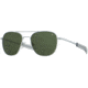 AO Original Pilot Sunglasses, Matte Silver Frame, 57 mm Calobar Green SkyMaster Glass Lenses, Bayonet Temple,738921550303