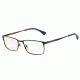 Armani EA1042 Progressive Prescription Eyeglasses 3129-53 - Matte Blue/blue/cognac Frame