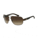 Armani Exchange AX2012S Single Vision Prescription Sunglasses AX2012S-605813-62 - Lens Diameter 62 mm, Frame Color Satin Dark Brown/Dark Olive