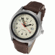 Armourlite 43mm ShatterProof Scratch Resistant High Impact Glass Captain Field H3 Watch, Silver/Cream/Brown, Small AL303