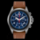 Armourlite Officer Series Chronograph Watch With Blue Dial and Brown Leather Strap, Blue/Silver/Brown AL834