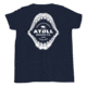 Atoll Board Co Youth Short Sleeve T-Shirt with Atoll Shark Fossil Graphic - Navy, L - Navy,L, 64874832E55D2Navy-L