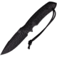 Attleboro Knives The Attleboro Fixed Blade Knife, 9.75in Overall, 4.5in, S35VN, Black Cerakote Partially Serrated Drop Point Blade, Black Canvas Micarta Handle, Boltaron Sheath, AK-10111