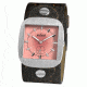 Axcent Rocker Watch, Slim Brown Strap, Salmon Dial, Silver Hands X10001-546