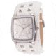Axcent Spike Square Watch, White Strap, Silver Face, Silver Hands X36001-631