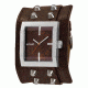 Axcent Spike Square Watch, Brown Strap, Brown Face, Silver Hands X45011-736