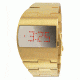 Axcent Reflect Watch, Gold Bracelet, Silver Face, Red Digits X51257-892