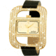 Axcent Eccentric Watch, Black Strap, Gold Face, Gold Hands, Crystals X59988-736
