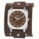 Axcent The Rock Round Watch, Brown Strap, Brown Face, Silver Hands X61623-736