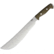 Bark River Bravo Machete 1V Fixed Blade Knife, 17.5in Overall, 12in Satin Cpm 1-V Tool Steel Blade, Green Canvas Micarta Handle, Brown Leather Belt Sheath, 07-371MGC