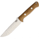 Bark River Bravo Natural Canvas A2 Fixed Blade Knife, 9.75in Overall, 5in Sand Blast Finish A2 Tool Steel Drop Point, Natural Canvas Micarta Handle, Brown Leather Belt Sheath, 07115MNC