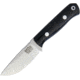 Bark River Micro Bravo CPM154 Fixed Blade Knife, 4.88in Overall, 2.13in Satin Cpm-154 SS Drop Point, Black Canvas Micarta Handle, Brown Leather Belt Sheath, 07-053MBC