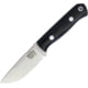 Bark River Micro Bravo CPM154 Fixed Blade Knife, 4.88in Overall, 2.13in Satin Cpm-154 SS Drop Point, Black Canvas Micarta Handle, Brown Leather Belt Sheath, 07-053MBC