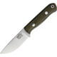 Bark River Micro Bravo CPM154 Fixed Blade Knife, 4.88in Overall, 2.13in Satin Cpm-154 SS Drop Point, Green Canvas Micarta Handle, Brown Leather Belt Sheath, 07-053MGC